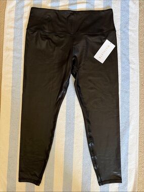 Athleta Elation Matte Foil Shine Black High-Rise 7/8 Tight